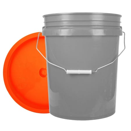 World Enterprises Bucket, 12 in H, Gray and Orange 5GRY,345ORG